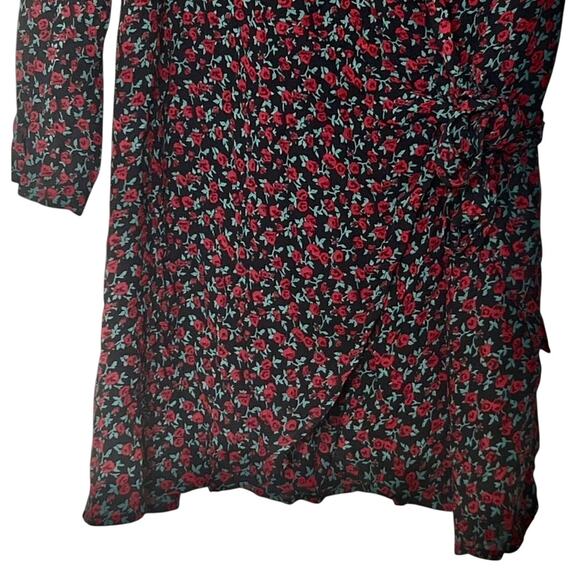 Reformation Brooke Black  Ditzy Floral Print Wrap Mini Dress Size M - Picture 6 of 7